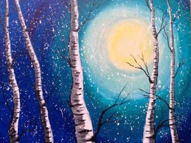 Beginner Acrylic Painting Class  Birch Trees  #lovewinterart