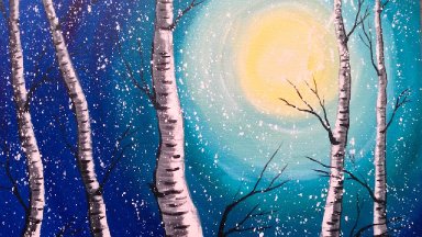 Beginner Acrylic Painting Class  Birch Trees  #lovewinterart