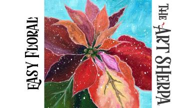 EASY Floral  Acrylic Paint tutorial for Beginners Poinsettias | Angelooney
