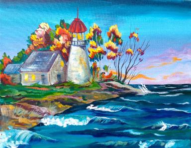 Acrylic painting tutorial  | Fall Lighthouse | The Art Sherpa