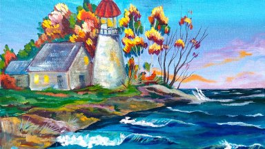 Acrylic painting tutorial  | Fall Lighthouse | The Art Sherpa