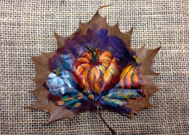 How to paint on a  leaf | Fall pumpkins | The Art Sherpa