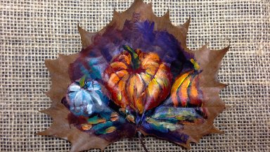 How to paint on a  leaf | Fall pumpkins | The Art Sherpa