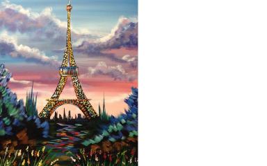 Beginners acrylic painting | Eiffel Tower | with stunning Sunrise Tutorial