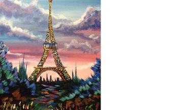 Beginners acrylic painting | Eiffel Tower | with stunning Sunrise Tutorial