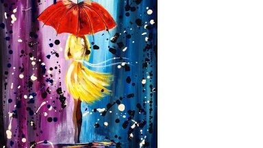 Easy acrylic painting lesson | City Walk Girl in the Rain | Umbrella Art