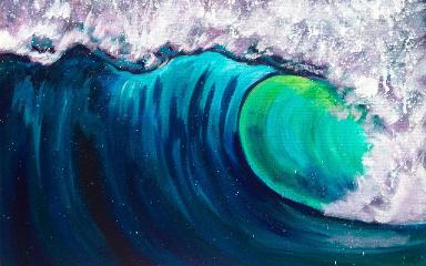 Beginner Acrylic art lesson How to paint a Wave Step by step with The Art Sherpa