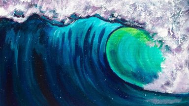 Beginner Acrylic art lesson How to paint a Wave Step by step with The Art Sherpa