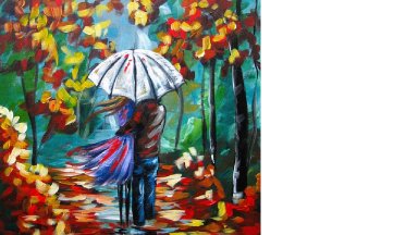 Lovers Walking in Rain | Umbrella Art | Beginners Acrylic Painting