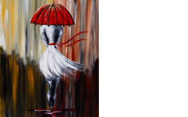 Girl in the Rain | Umbrella Art  | Beginner Acrylic Painting Lesson