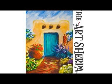 How to paint with Acrylic Southwest Art of a Pueblo with Flowers