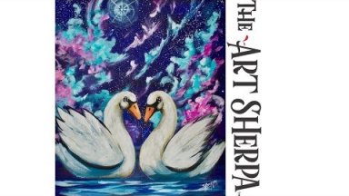 How to paint Galaxy Swans on Canvas in acrylic for beginners #Spaceweek