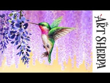 How to paint with Acrylic on Canvas Wisteria Hummingbird Dream