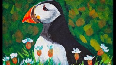 Painting on Canvas Puffin Paint Step by Step Acrylic  for Beginners