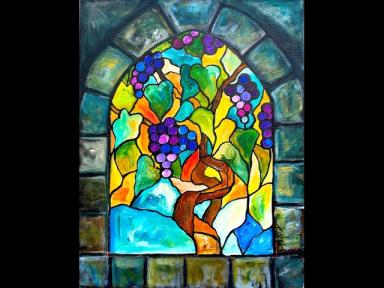 Grape Vines Stained glass Grape vine  and Stone Acrylic Painting tutorial for Beginners