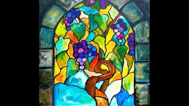 Grape Vines Stained glass Grape vine  and Stone Acrylic Painting tutorial for Beginners