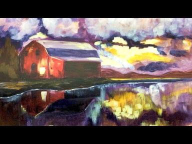 Landscape  Acrylic Painting on Canvas tutorial Red Barn Reflected in a Lake