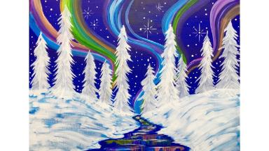 Beginners Learn To Paint Acrylic Aurora Borealis Landscape