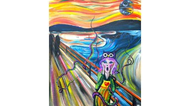 KEVIN Kraken visits The Art Sherpa Sherpa Edvard Much the Scream Tribute