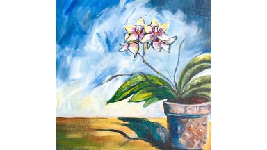 Orchid Floral Still Life Acrylic Tutorial for Beginners