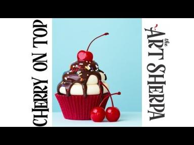 How to paint with Acrylic on Canvas a Cupcake with Cherries