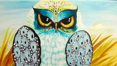 Grumpy Owl Beginner Acrylic Painting ASL