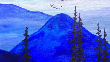 Paint it Blue Easy Mountains Acrylic tutorial  ASL