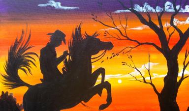 Easy Acrylic Painting | Cowboy at Sunset | The Art Sherpa