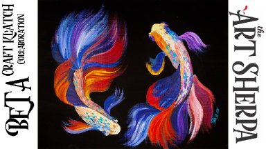 How to paint  Beta Fish in acrylic Craft Klatch Collab and Giveaway