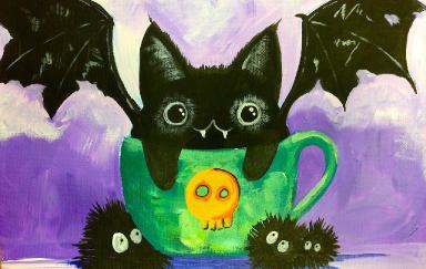 Black Cat Bat Kawaii | EASY Acrylic Painting | The Art sherpa FOR KIDS