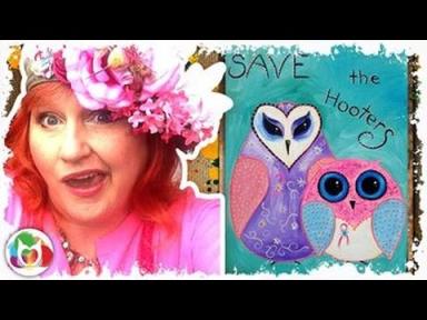 Beginners Acrylic Painting | Adorable Owls | #thinkpinkart Breast Cancer Awareness