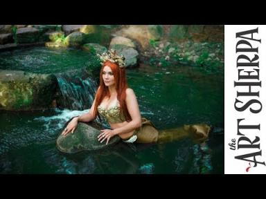 Fresh water Mermaid  acrylic tutorial Fantasy painting Fairytale #5