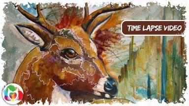 Beautiful deer Buck Timelapse Painting by Cinnamon Cooney The Art Sherpa flow and drip paint