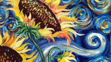 Sunflowers Tutorial | Vincent Van Gogh Starry Night | Beginner Acrylic Painting