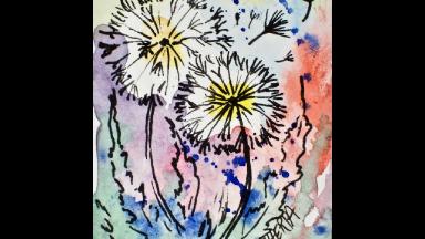 How to paint a watercolor Dandelion for an ATC Art Sherpa