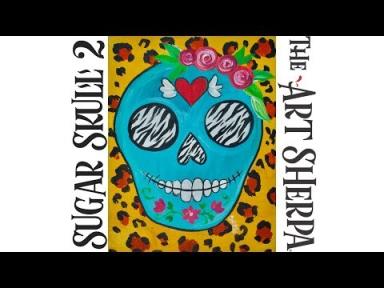 How to paint with Acrylic on canvas Cheetah Sugar Skull a beginner tutorial