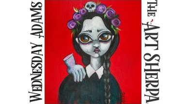 How to paint Acrylic on canvas Wednesday Addams