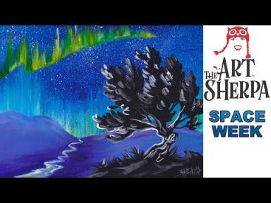 Aurora Borealis Step by Step Acrylic Painting on Canvas for Beginners #SPACEWEEK