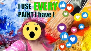 Over  I USE EVERY acrylic paint I OWN on one painting LIVE STREAMING