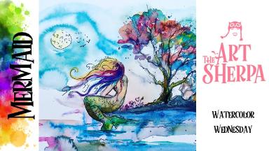 Mermaid Beginners step by step How to paint with watercolor The Art Sherpa