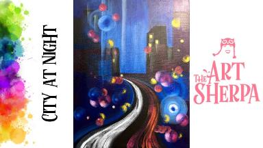 Easy How to paint with Acrylic on Canvas Abstract City at Night Bokeh