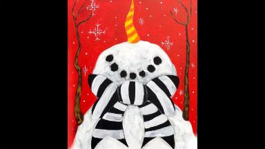 Learn to paint Acrylic for Beginners Snowman Catching Snowflakes