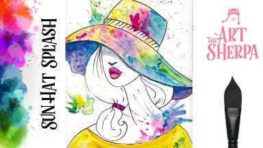 Beginners How to paint with watercolor a Fashion Girl with Splashy Hat