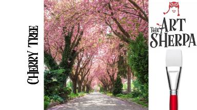 Beginners How to paint with Acrylic on Canvas Cherry Tree Tunnel