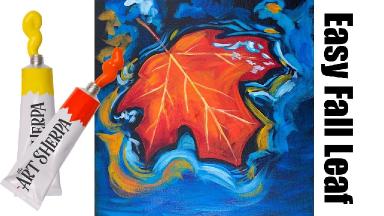 How to paint with Acrylic on Canvas Floating Fall leaf