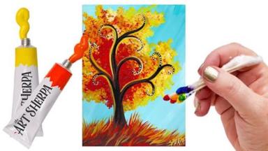 Very Easy How to paint Creative Tree online paint party Fall Tree - Facebook