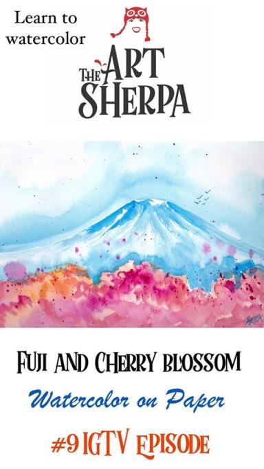 Beginners Learn to paint with watercolor Mt fuji