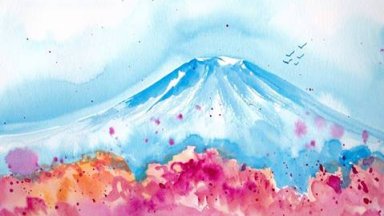 Beginners Learn to paint with watercolor Mt fuji