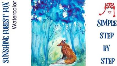 How to paint a Fox in the Forest with watercolor FULL Step by step