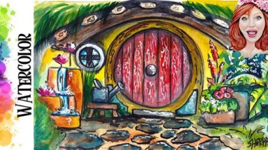 How to paint a lovely Hobbit Home in watercolor.